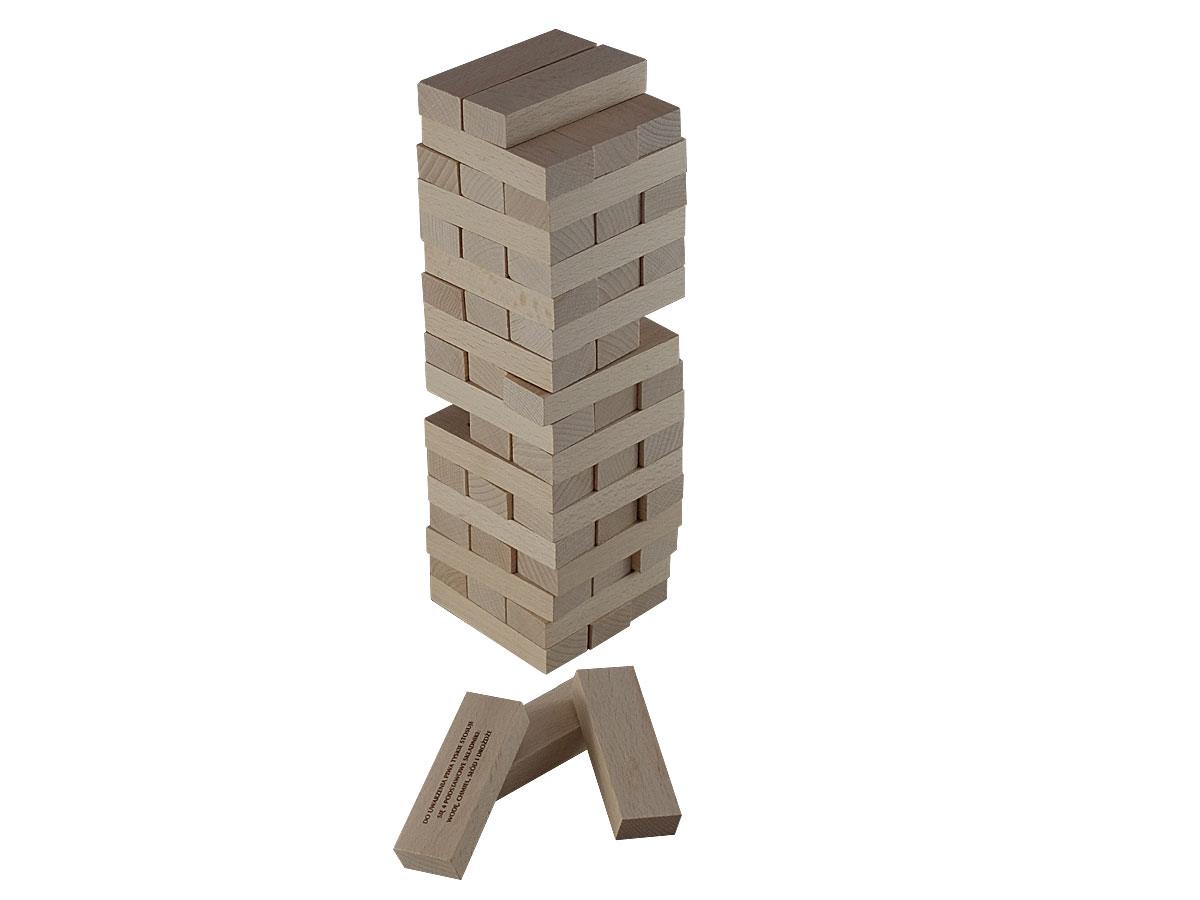 Jenga tower on request, advertising gadgets